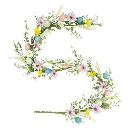 Deeceymbur Colorful Easter Wreath 61 Inches Long Faux Eggs Butterflies for Home Table Centerpiece Seasonal Wall Decor Spring Holiday Festival Decoration