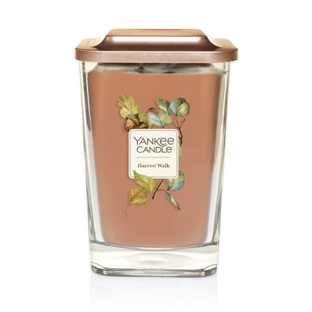 Three Wick Glass - Yankee Candle Elevation Collection with Platform Lid Large 2 Wick Square Candle Harvest Walk