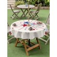 thumbnail image 3 of Outdoor Tablecloth with Umbrella Hole and Zipper, Independence Day Round Table Cloth 54 Inch Waterproof Tablecloth, 4th of July Red Blue Striped Stars Beige Picnic Table Cover for Patio Camping, 3 of 7