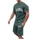 thumbnail image 3 of Conjunto de Sudadores de Hombres Impresión Casual Deportes de Manga Corta Cuello Redondo, Traje de Deporte de 2 Piezas con Pantalones de Corredores de Cintura Elástica, 3 of 4
