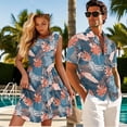 thumbnail image 2 of KUIFORTI Matching Hawaiian Outfits for Family Washable Couple Matching Outfits Tropical Leaf Men’s Hawaiian Shirt Lightweight Fit for Honeymoon Trip Fashionable, 2 of 7