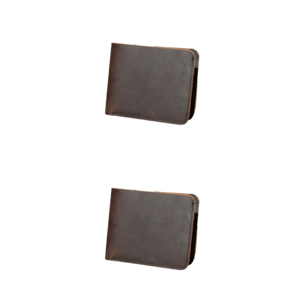 Cartera para hombre Qarigey monedero Con Clips para dinero bolsillo para monedas piel de vaca corto Café oscuro Horizontal 2piezas
