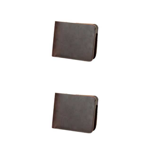 Cartera para hombre Qarigey monedero Con Clips para dinero bolsillo para monedas piel de vaca corto Café oscuro Horizontal 2piezas