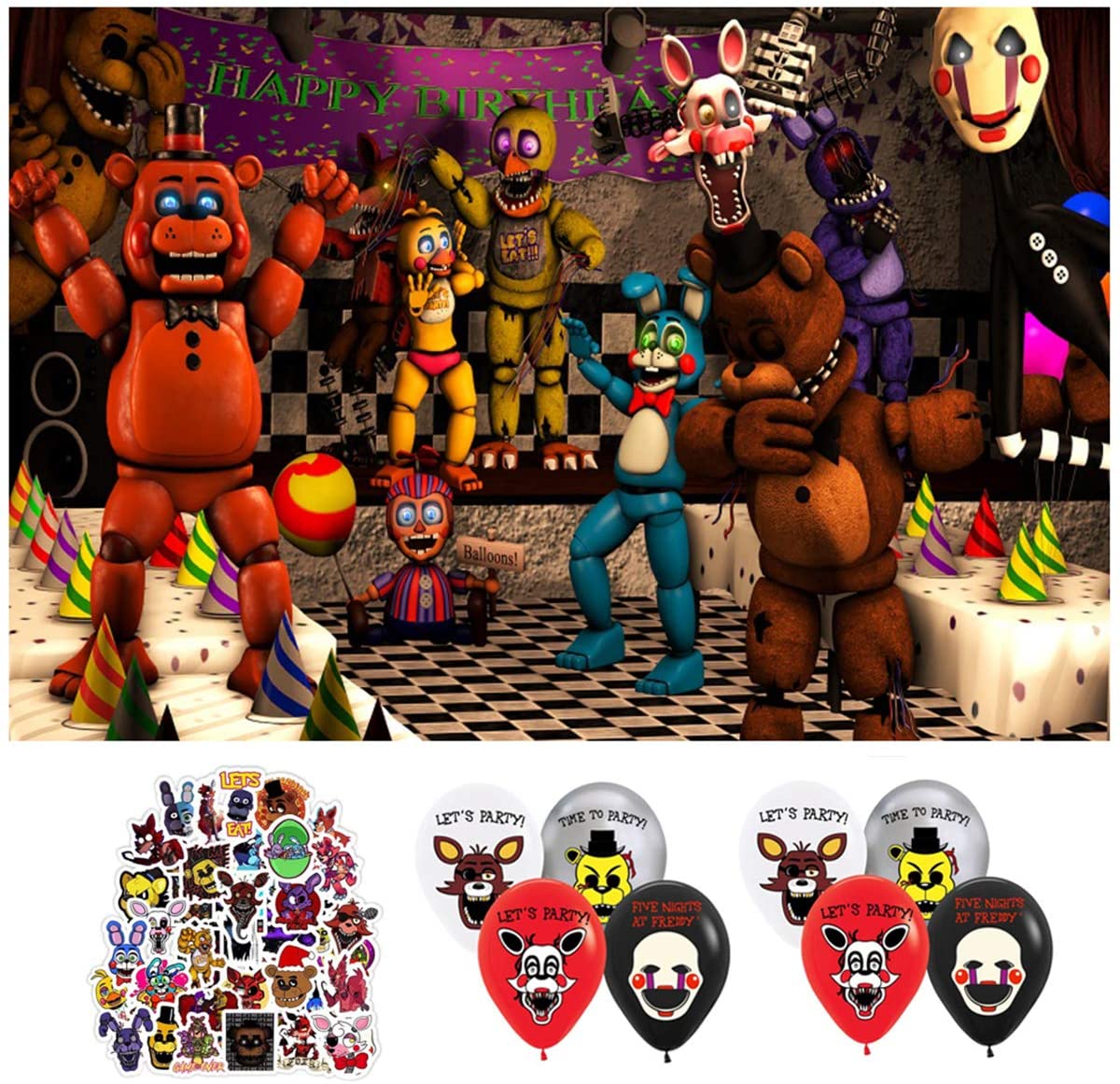 Five Nights at Freddys Birthday Party Decorations Backdrop, Party