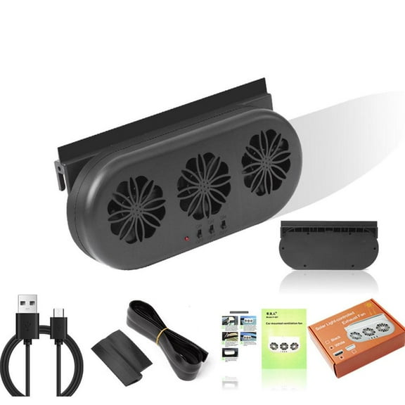 USB/Solar Powered Car Mounted Fan, Window Fan, Car Circulation Cooling Fan )
