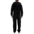 thumbnail image 5 of ZHOGXU Mens Jumpsuit Solid Color Zip Front Hooded Pajamas With Pocket Warm Relaxed Fit Romper Loungewear,Black,XXXL, 5 of 6