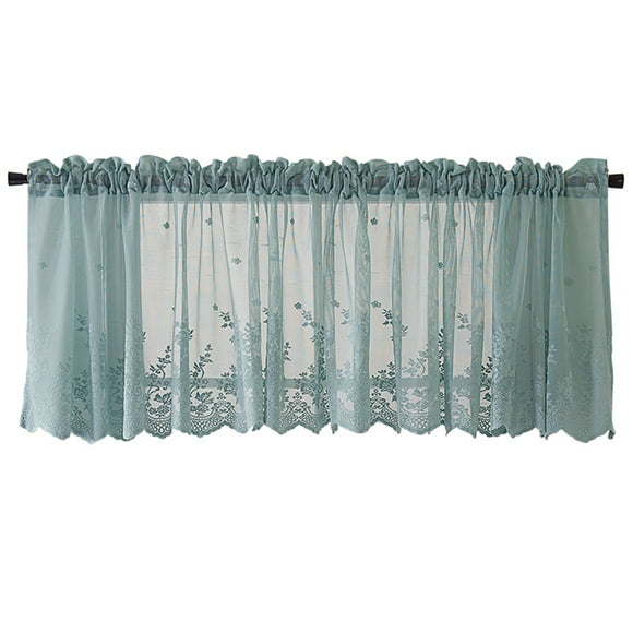 Xinxinyy Lace Cafe Kitchen Ruffle Window Drape Valance Semi Transparent Ruffle window drape valance Voile Curtains Window Treatment
