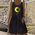 thumbnail image 2 of USSUMA Sundresses for Women Casual Summer Sunflower Loose Flowy Swing Knee Length Midi Dresses Beach Vacation Dandelion print Trendy Sun Dress Round Neck Sleeveless Dress Party Wedding Guest, 2 of 8