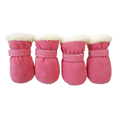 Winter Warm Pet Shoes 4pc/set Cute Dog Booties Snow Walking Puppys Booties Shoes Casual Fashion No-slip Dog Shoes