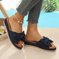 thumbnail image 4 of OOOUM Bow Platform Sandals For Women Comfortable Cushioned Soft Wedge Sandals Open Toe Slip On Casual Summer Beach Flats Navy US:5.5, 4 of 8