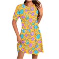thumbnail image 2 of Easter Dresses for Women Short Sleeve Round Neck Printed Pastel Floral for Casual Spring Occasion, 2 of 5