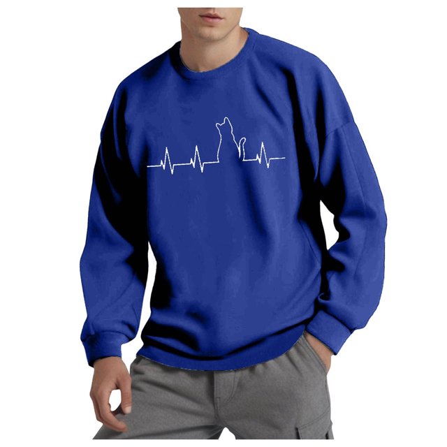 PEASKJP Sweat-Shirt Unisexe à Col Rond Imprimé avec Haut de Mode Léger et Doux (Bleu, m)