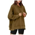 thumbnail image 4 of LYXSSBYX Hoodies for Women Pullover Womens Oversized Hoodies Solid Color Loose and Comfortable Long-Sleeved Round Neck Hooded Sweatshirt Long-Sleeved Hooded Top, 4 of 9