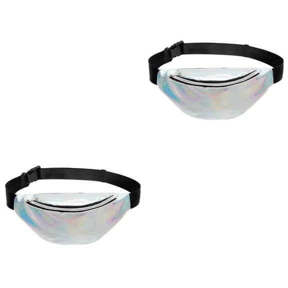 Masteelf 2pcs Holographic Fanny Pack Adjustable Women Bum Bag Sports Pack for Running Hiking