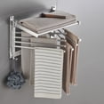 thumbnail image 3 of Multi-functional Structural Rack, Wall Mounted Clothes Drying Rack for Laundry Room, Bathroom, Kitchen, and More, Silver, 3 of 11