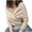 Beige, variant on Women's Wrap V Neck Cropped Sweaters Shawl, 2024 Fall Long Sleeve Cross Front Off Shoulder Solid Knitted Pullover Tops