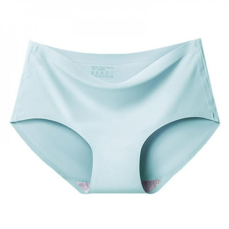 

Xmarks Women s Seamless Briefs Ice Silk Panties Mid-Rise No Show Underwear Blue XXL