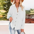 thumbnail image 2 of Qwertyu Womens Oversized Cotton Button Down Gauze Shirts Collared Long Sleeve Blouse Top White 3XL, 2 of 7