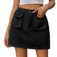 thumbnail image 1 of Faldas para Mujer, Estilo Y2k, Minifalda Vaquera de Cintura Alta, Pantalones Cortos Vaqueros Elásticos Negro M, 1 of 7