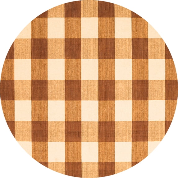 Ahgly Company Indoor Round Checkered Orange Modern Area Rugs, 3' Round