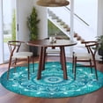 thumbnail image 3 of Round Rugs 5Ft, Teal Boho Round Area Rug Washable Indoor Throw Carpet, Vintage Ethnic Tribe Abstract Art Soft Non Slip Circle Rug for Cabinet Bathroom Home Decor Aesthetic, 3 of 8
