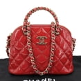 thumbnail image 4 of Pre-Owned Chanel Coco Quilted Calfskin Patent Leather Clutch With Chain Red, 4 of 14