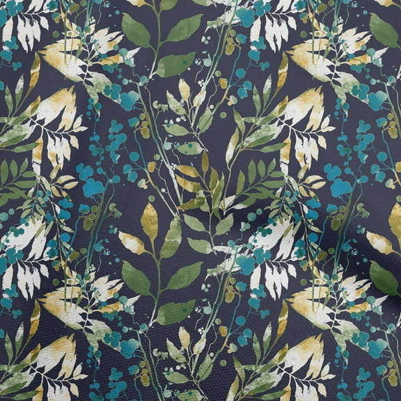 oneOone Polyester Spandex Teal Blue Fabric Leaves Dress Material Fabric Print Fabric By The Yard 56 Inch Wide-27