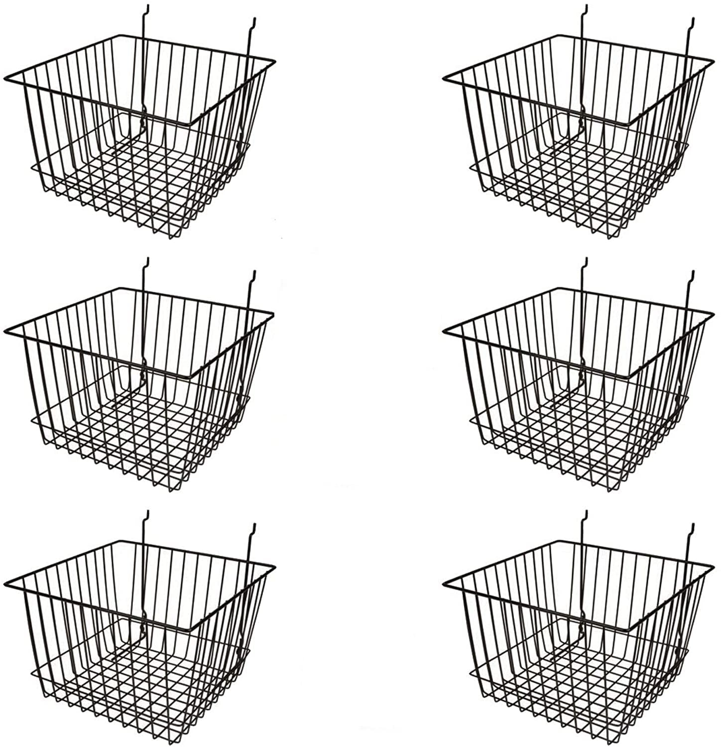 Only Hangers Slatwall Gridwall Basket 12" Long x 6" Deep x 6" High White 3pcs 