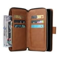 thumbnail image 2 of Allytech Samsung Galaxy A34 Wallet Case with 9 Card Slots & Zipper Pouch for Women Men, Magnetic Closure Kickstand Durable PU Leather Wristlet Strap Folio Flip Luxury Cover - Brown, 2 of 8