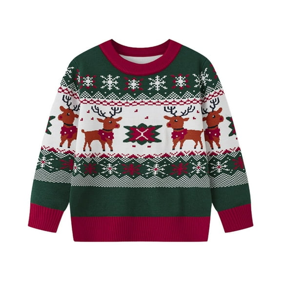 XIMIN Toddler Kids Boy Girls Long Sleeve Crewneck Cute Santa Pullover Sweaters Christmas Winter Fall Warm Knit Cotton Funny Holiday Sweatshirt
