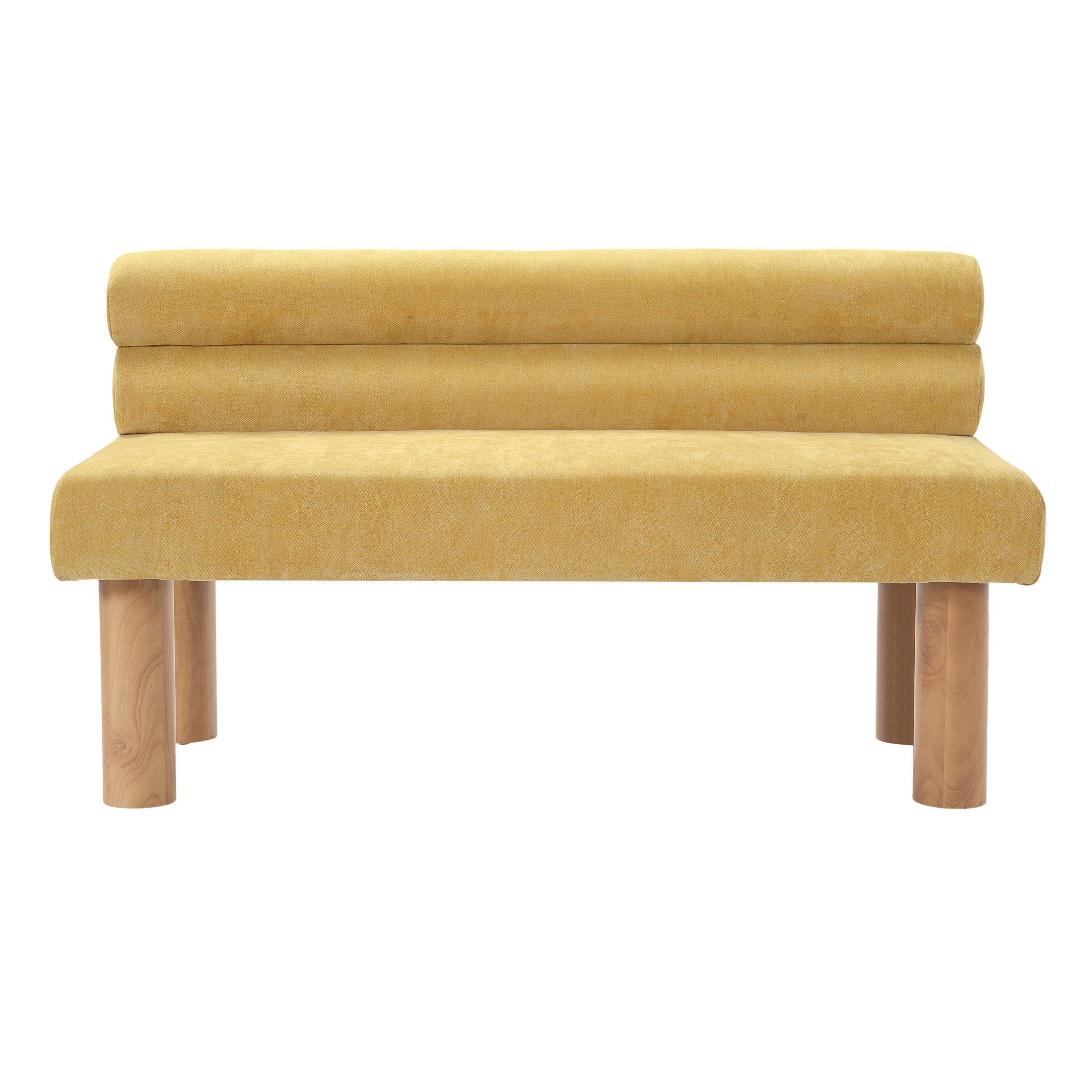 Christopher Knight Home Modern Fabric Upholstered Dining Bench with Solid Wood Legs, Yellow