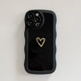 thumbnail image 2 of Compatible with iPhone 14 Pro Max Case, Cute Heart Curve Wavy Case for Women Girls, Camera Lens Protector Shockproof Soft Cover for iPhone 14 Pro Max 6.7 inch 2022(Black), 2 of 6