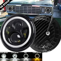 For Jeep Wrangler 1997-2006 7" Inch Round LED Headlight  Halo Angle Eyes