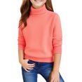 thumbnail image 2 of Girls Knit Sweaters Turtleneck Long Sleeve Slim Fit Clothes Solid Color High Collar Pullover Fall Winter Sweaters Saffron 120, 2 of 5
