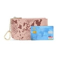 thumbnail image 3 of Daisy Rose Luxury Coin Purse Change Wallet Pouch for Women - PU Vegan Leather Card Holder with Oversized Metal Keychain and Clasp - Blush Python, 3 of 6