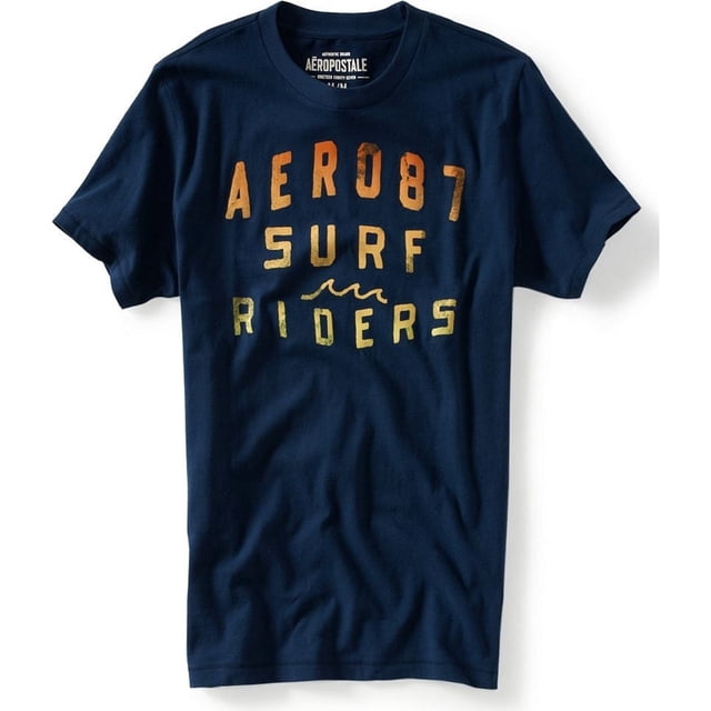 Aeropostale Palm Tree Surfer playera gráfica para hombre, azul, extragrande