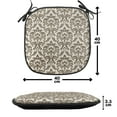 thumbnail image 4 of Damask Chair Seating Cushion Set of 12, Floral Damask Featuring Scrolled Motifs Antique Victorian Style Old Country, Seat Pads with Anti-slip Backing, 16"x16", Army Green Cream, by Ambesonne, 4 of 7