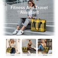 thumbnail image 5 of Women's Large Tote Bag with Zipper - 20L Golden Checkered Travel Beach Weekender Duffle Bag Foldable Teacher Nurse Handbag for Work, Gym Shoulder Bag - Fits 15.6" Laptop, Folds Into Pouch, 5 of 5