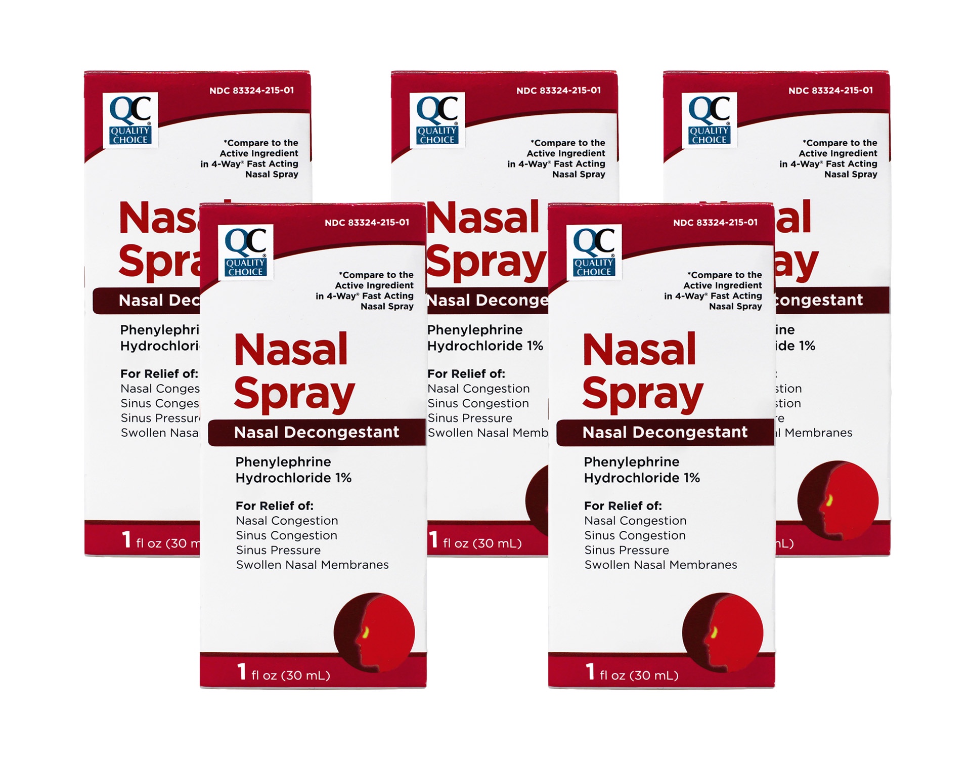 5 Pack Quality Choice Saline Nasal Relief Moisturizing Spray 1.5 Oz Each