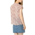 thumbnail image 3 of INSPIRE CHIC Blouse Fleurie pour Femme de la Saint-Valentin à Manches Courtes Cape en Chiffon Décontractée à Volants TP Rose, 3 of 8