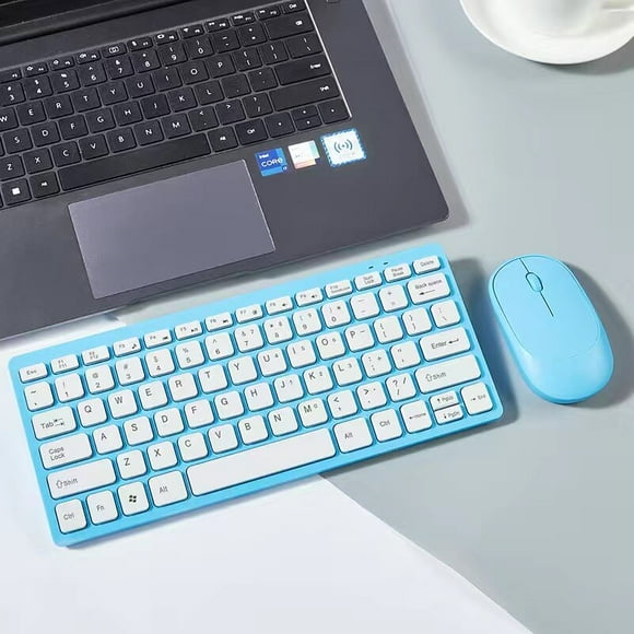 2.4G Wireless Keyboard and Mouse Protable Mini Keyboard Mouse Combo Set For Notebook Laptop Mac Desktop PC Computer Smart TV PS4 Blue