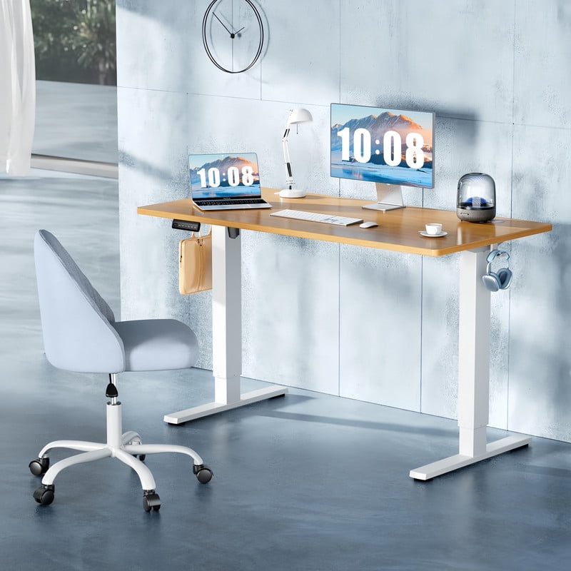 Kelno 40" Electric Standing Desk Height Adjustable Sit-Stand Desk with 3 Memory Presets Splice Desktop, Oak