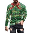 thumbnail image 3 of UVEASISHA Offres à Durée Limitée du Jour T-Shirts de Noël à Manches Longues pour Hommes Grande Taille T-Shirts Graphiques à Imprimé de Noël T-Shirts Fantaisie Décontractés à Col Rond Hauts Mode Urbaine Cool Vert TTG, 3 of 6