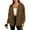 Brown, variant on Women's Cotton Corduroy Shacket Collared Oversized Casual Button Down Shirt Jacket , White