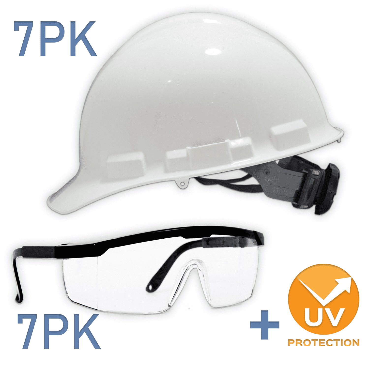 Hard Hat And Safety Glasses Kit 7 Adult Mens And Womens White HardHat