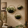 thumbnail image 3 of DecMode 15", 13", 10"H Round Black Metal Geometric Wall Planter (3 Count), 3 of 15