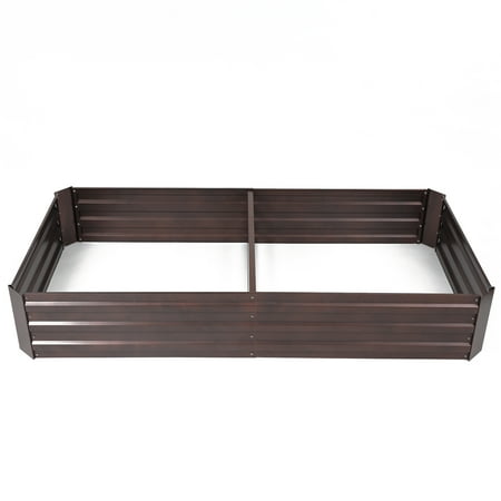 LuxenHome Galvanized Steel Rectangular 5.8-Ft x 2.9-Ft Raised Garden Bed Planter, Brown