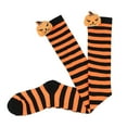 thumbnail image 3 of SYMOID Womens Orange Hall-oween Over-the-Knee Socks - Striped with Pumpkin Accent, 100% Polyester, Free Size for Hall-oween Costume & Party Wear,Size Free Size, 3 of 4