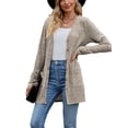 thumbnail image 1 of Diconna Women Fashion V-Neck Cardigan Solid Color Rib Long Sleeve Sweater Button-Down Fall Casual Soft Knit Coat, 1 of 7