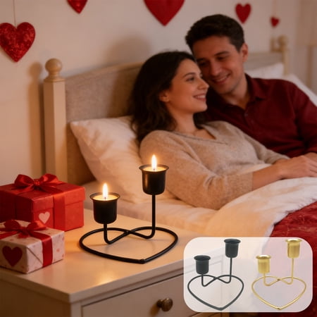 Wzzjkit Valentines s Day Wrought Iron Heart-shaped Candle Holders for Romantic Candlelight Dinners Home Dinners Parties and Wedding Table Centerpieces Valentines Day Decor
